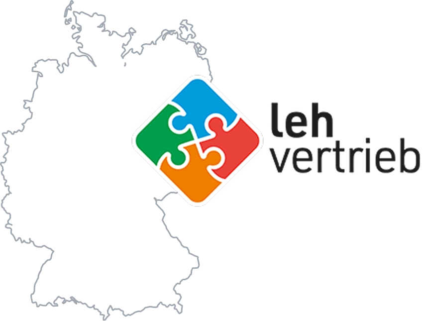 Deutschlandkarte mit dem Logo von leh-vertrieb